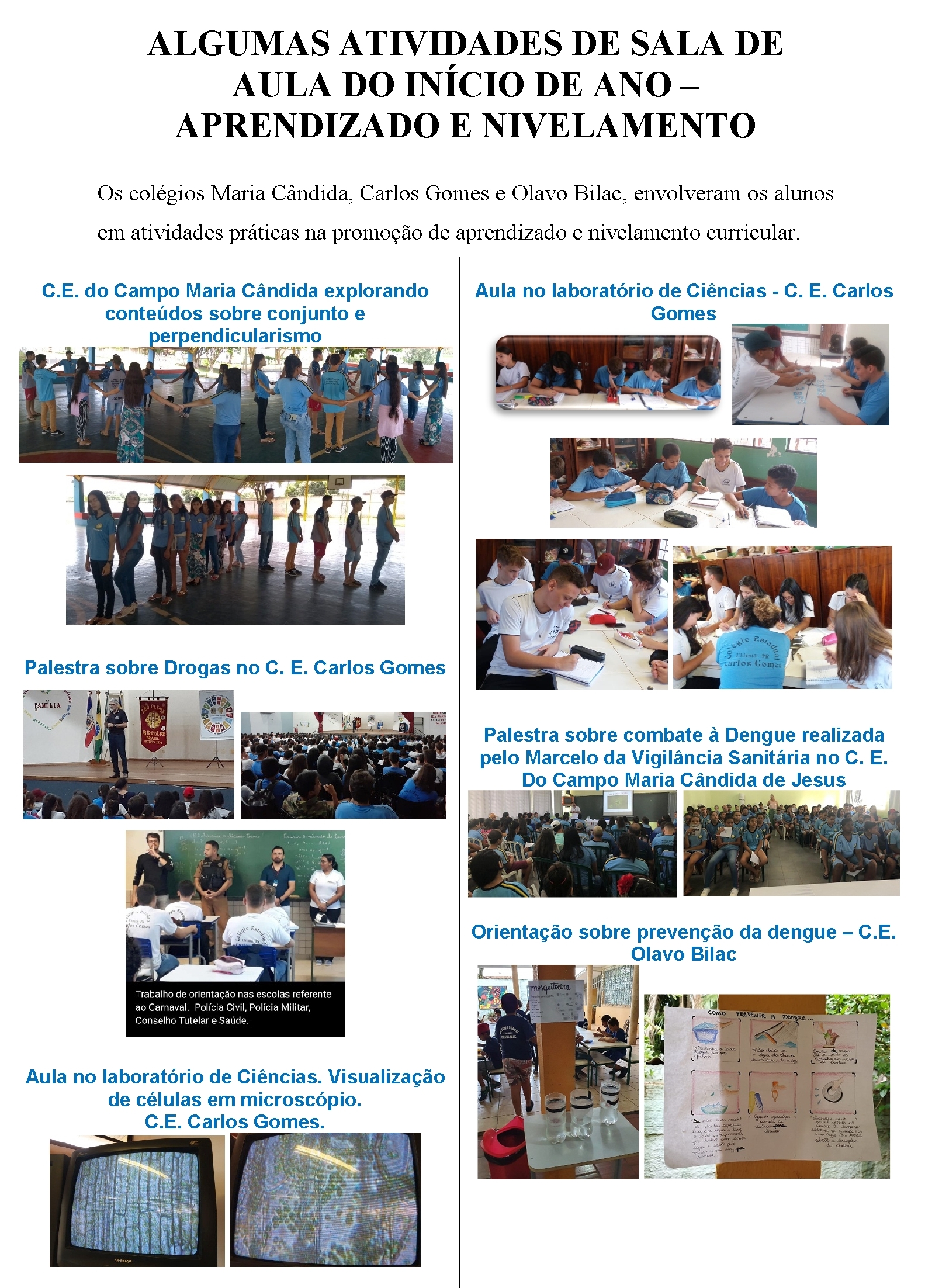 ALGUMAS ATIVIDADES DE SALA DE AULA DO INÍCIO DE ANO – APRENDIZADO E NIVELAMENTO