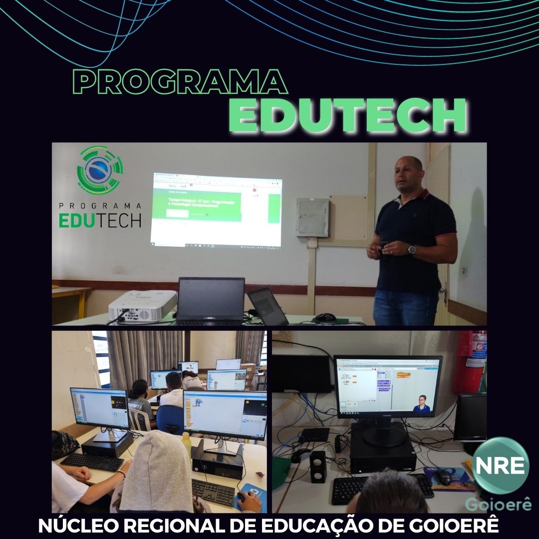 O PROGRAMA EDUTECH é uma iniciativa da Secretaria de Estado da Educação e do Esporte, que visa a formação de estudantes na área de tecnologia e inovação para o desenvolvimento de projetos significativos à comunidade, e ao final desta formação escolar, os estudantes terão a oportunidade de serem protagonistas na aplicação de estratégias para resolução de problemas, desde suas práticas escolares e vivências pessoais.
