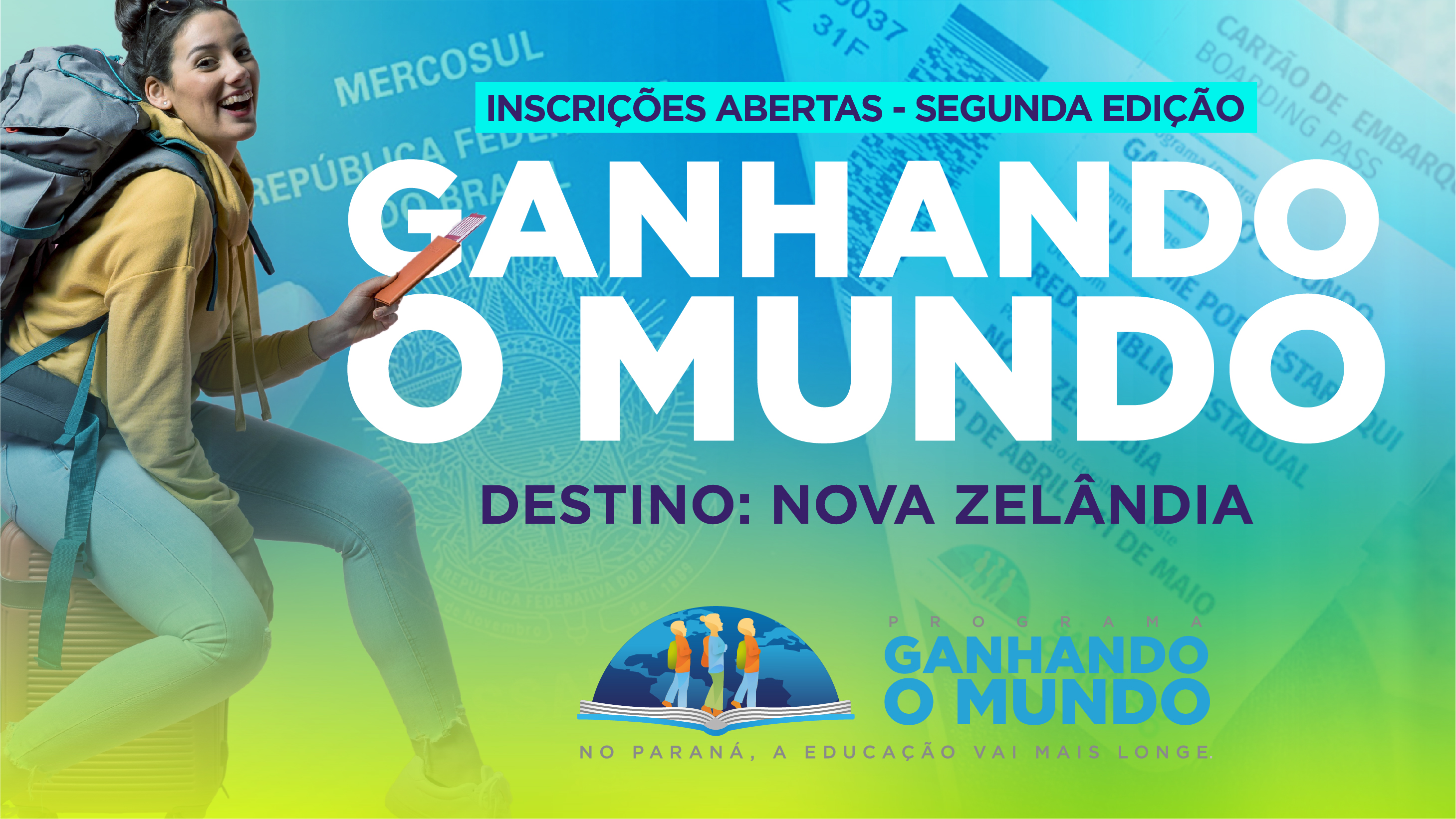 A segunda edição do programa Ganhando o Mundo selecionará 100 estudantes da rede estadual para um intercâmbio de seis meses na Nova Zelândia, durante o segundo semestre deste ano. As inscrições acontecem a partir desta segunda-feira (2), seguem até 11 de maio e devem ser realizadas por meio da Área do Aluno.