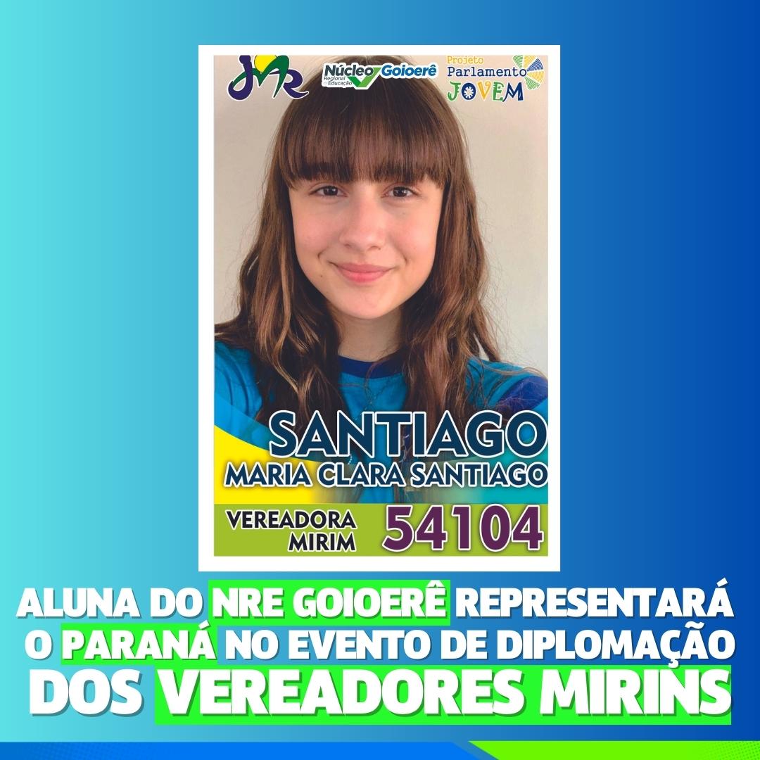 Aluna do NRE de Goioerê representará o Paraná no evento de diplomação dos Vereadores Mirins