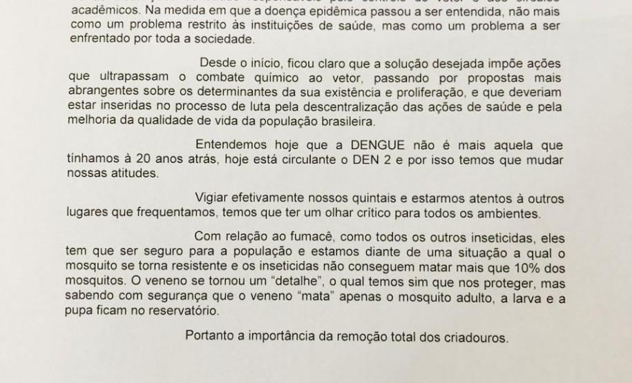 NRE de Goioerê - Conscientização sobre o perigo da dengue