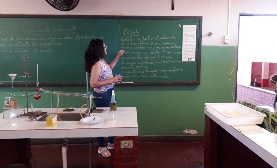 Tutora Liz Kazmirczak Pereira registra atividades desenvolvidas pelo Colégio Estadual Carlos Gomes de Ubiratã