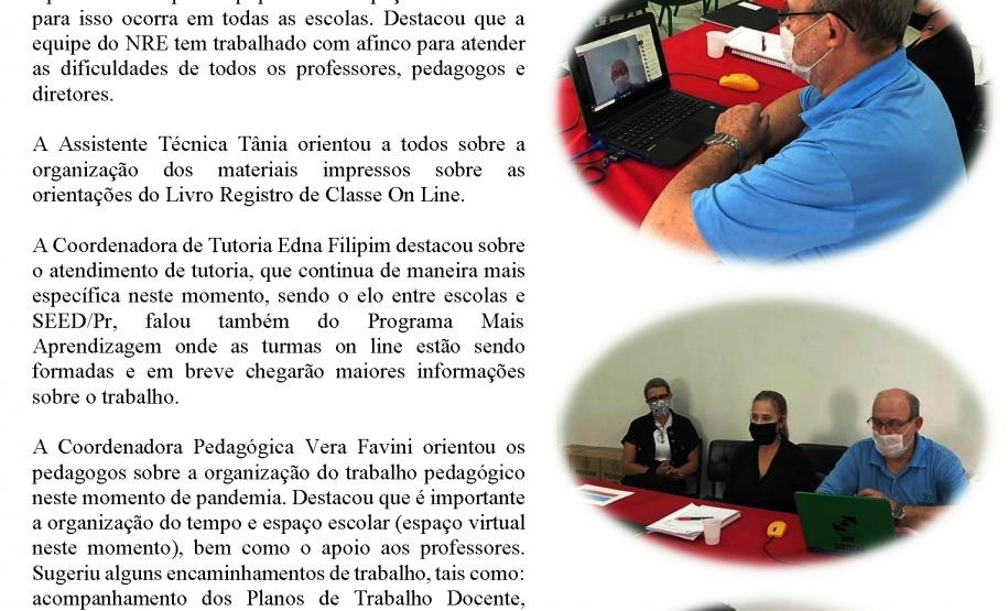 NRE de Goioerê, promoveu uma reunião com as Equipes Gestoras das Escolas Estaduais deste NRE por meio do Google Meet.