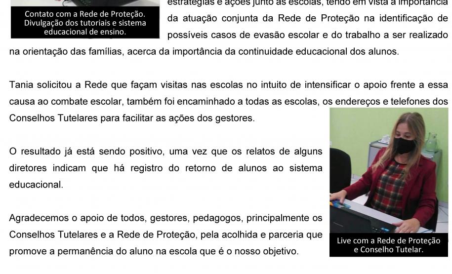 Combate ao abandono escolar - Ações junto às escolas com a atuação conjunta da Rede de Proteção