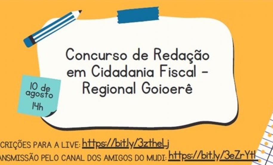 O Núcleo Regional de Educação de Goioerê, em parceria com o Rotary Clube Satélite de Goioerê, promove, no próximo dia 10/08/2021, terça-feira, um grande evento sobre Cidadania Fiscal totalmente de forma online.