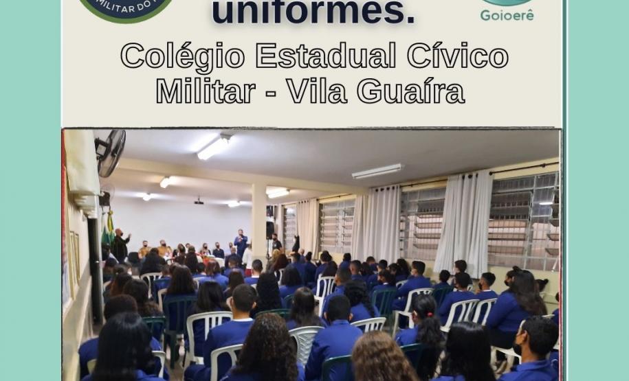 Entrega de uniforme ao Colégio Estadual Cívico Militar Vila Guaíra